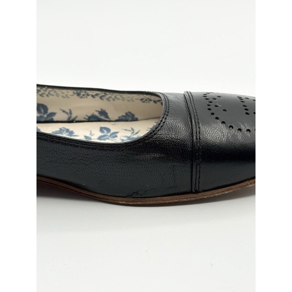 Gucci Black Leather Flats w/ Perforated GG Logo Accent Sz EU 38.5 - Picture 10 of 13